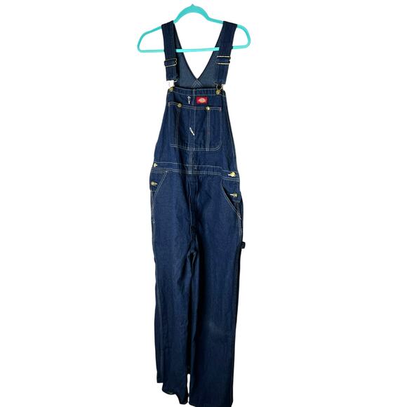 NWOT Dickies Men's Bib Overalls Utility Carpenter  in Dark Wash Size 36" x 30" - Picture 1 of 5
